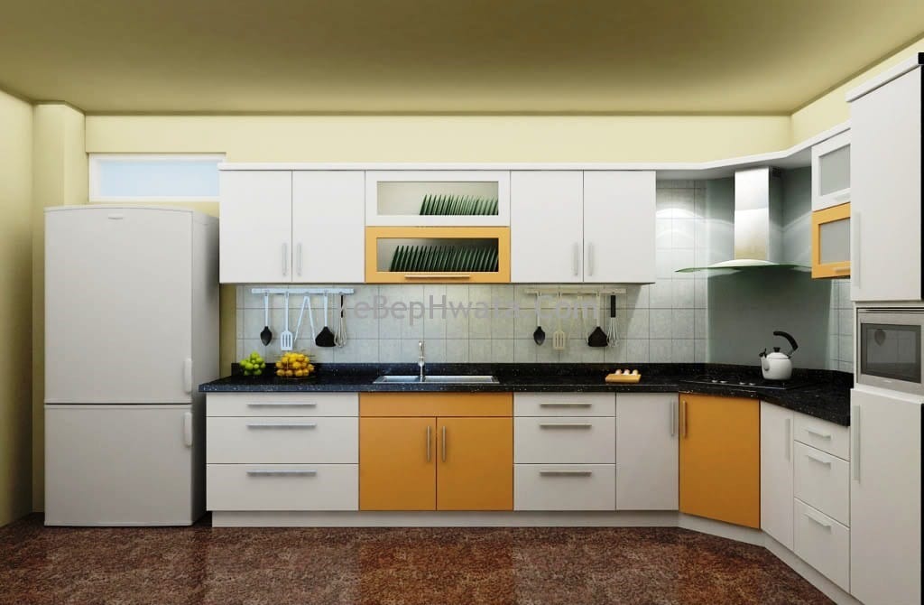 Tủ bếp Inox cánh gỗ ép