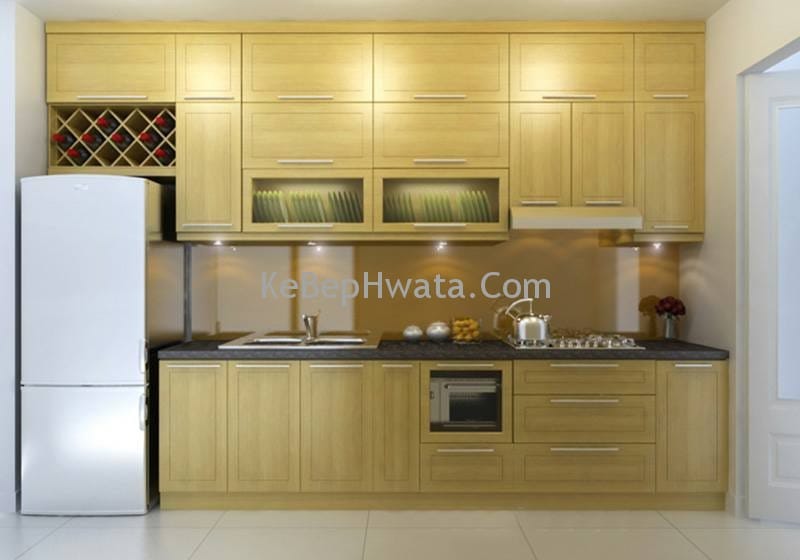 Tủ bếp Inox cánh gỗ sồi