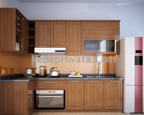 Tủ bếp inox cánh gỗ xoan đào
