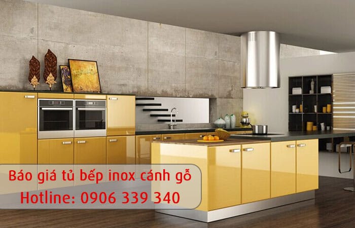 báo giá tủ bếp inox cánh gỗ