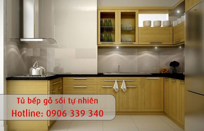tủ bếp gỗ sồi tự nhiên