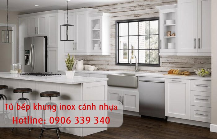 tủ bếp khung inox cánh nhựa