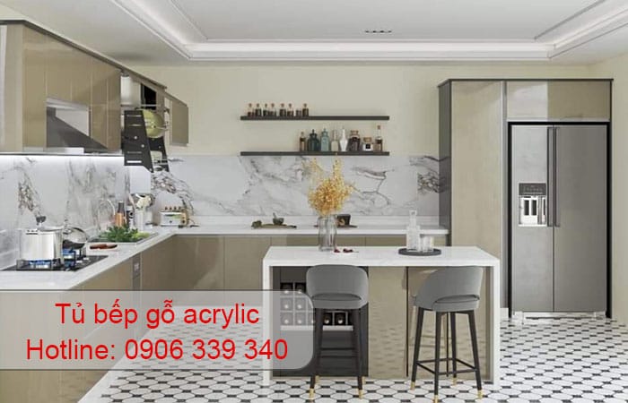 tủ bếp gỗ acrylic
