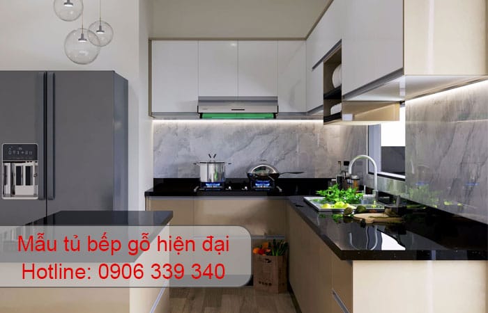 mẫu tủ bếp gỗ hiện đại