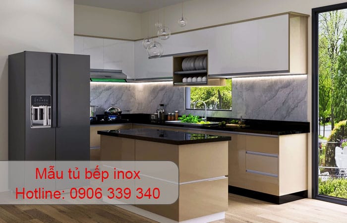 mẫu tủ bếp inox