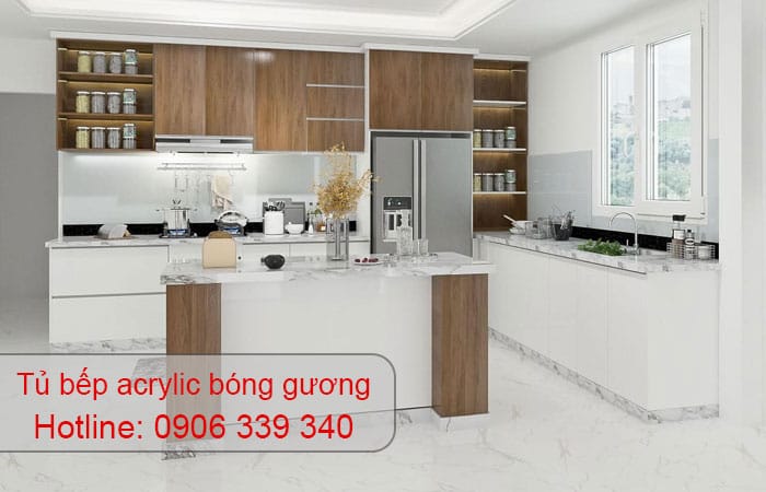 tủ bếp acrylic bóng gương