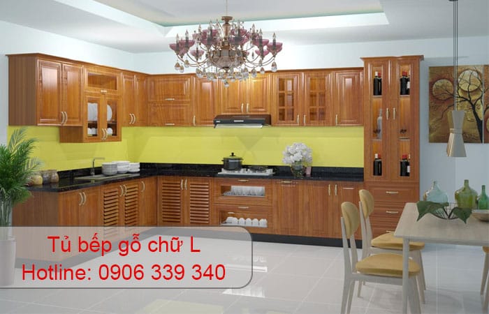 tủ bếp gỗ chữ L