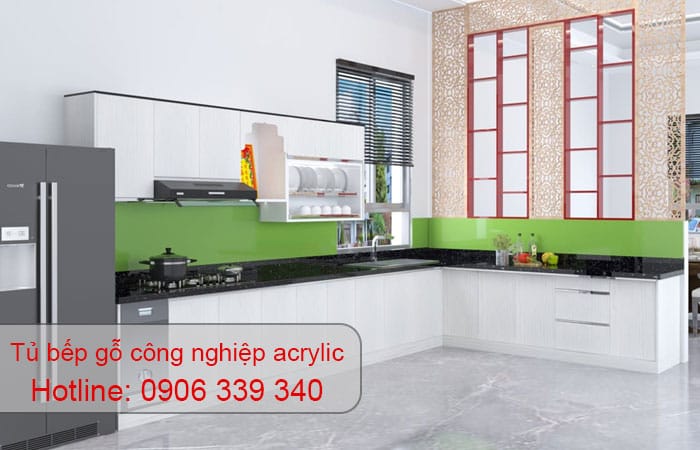 tủ bếp gỗ công nghiệp acrylic