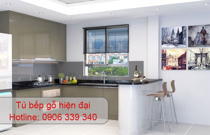 tủ bếp gỗ hiện đại