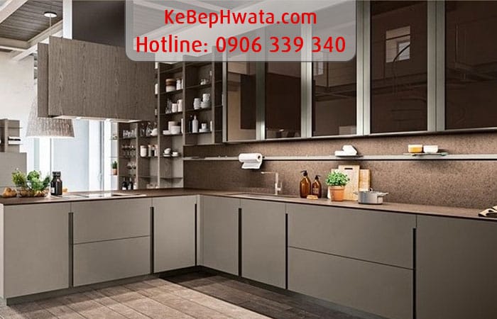tủ bếp inox cánh laminate